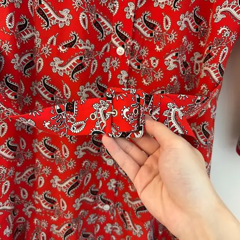 Veronica Beard Willamette Silk Button Down Paisley Belted Midi Dress 10 LIKE NEW