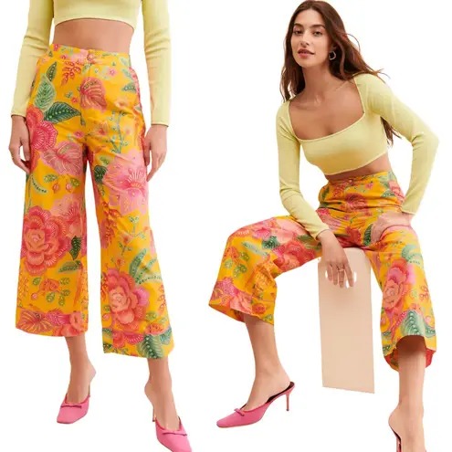 Farm Rio Macaw Bloom Floral Wide Leg Pants Women's XL Multicolor Vibrant NWOT