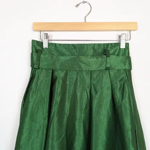 Chicwish Emerald Belted Texture Flare Maxi Skirt Size S