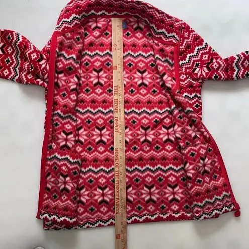 Laura Scott Women's Red Fair Isle Microfleece Jacket Size M