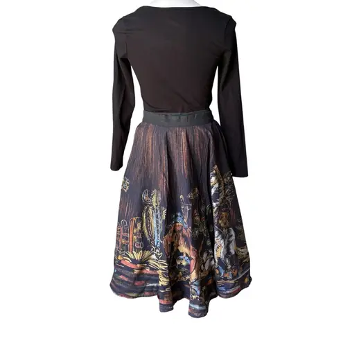 Vintage 1950’s/1960’s Matador Hand Painted Sequined Mexican Cotton Circle Skirt Black Size M