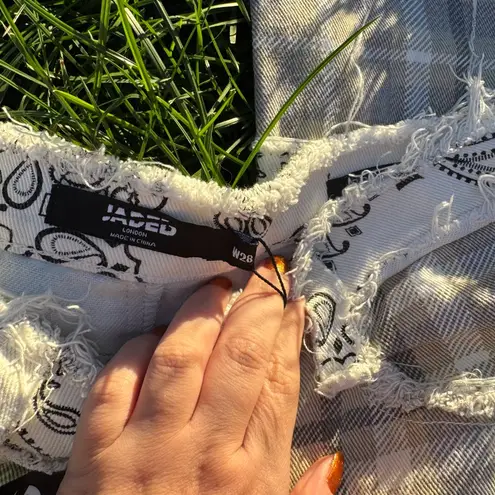 Jaded London NWT Green multi patchwork bandana boyfriend denim