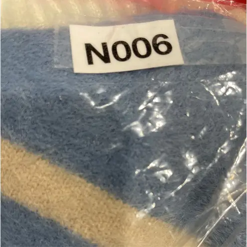 FATE. Womens M Mock Neck Long Sleeve Fuzzy Pullover Sweater Multicolor Stripes