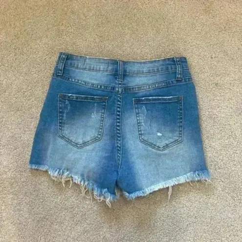 Papaya  high rise Ariana frayed bottom short light wash distressed shorts