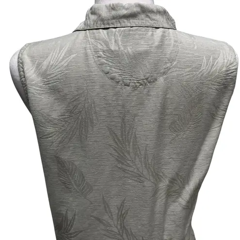 Big Dogs VTG Resortwear 100% Silk Top Sz M Pale Green Button Up Tropical Coastal