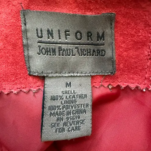 Uniform John Paul Richard 100% Leather Suede Full Zip Jacket Women's Medium Red