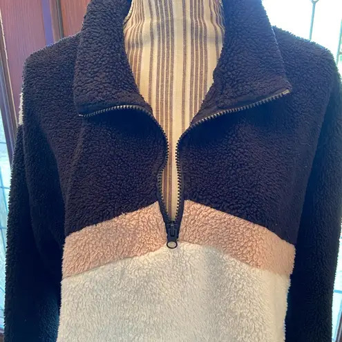 Colsie Winter warm long sleeve double fuzzy plush 1/4 zip pullover Top block Top - Image 7