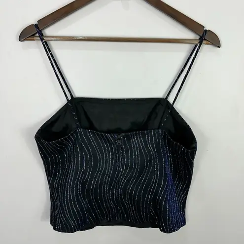 Onyx Nite 12P Black Metallic Stripe Cami Top Y2K Vintage Evening Party Glam USA