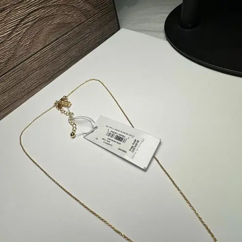 Kate Spade “ Mom” Engraved Rhinestone Gold Tone Necklace Signed NWT