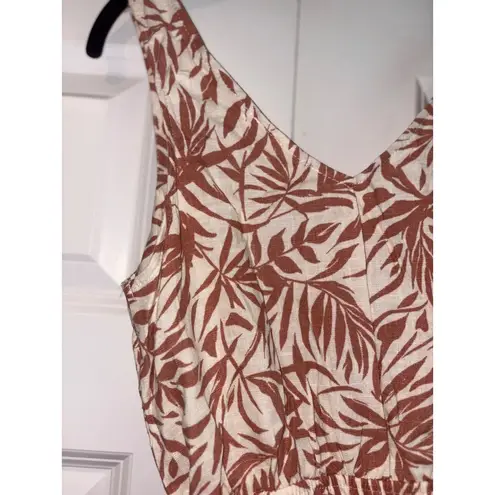 MISA Los Angeles Monteau Los Angeles Brown Leaf Print Button Front Shirt with Belt Size S