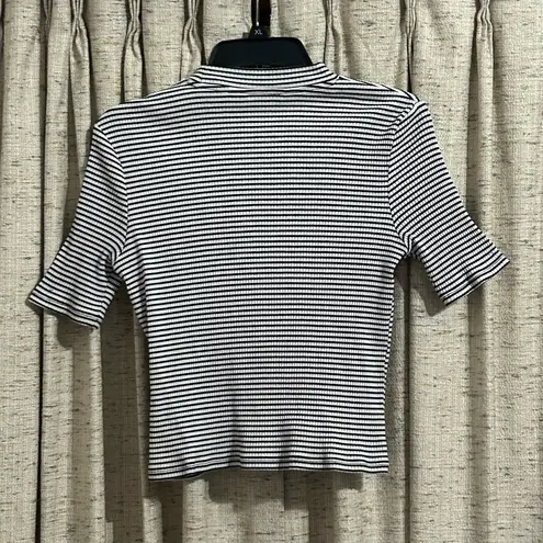 Boden USA Boden High Neck Cropped Stripe Ribbed Pullover