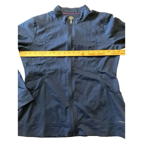 Healing Hands Zip Front Scrub Jacket Women’s Medium Navy Blue Workwear Full Zip