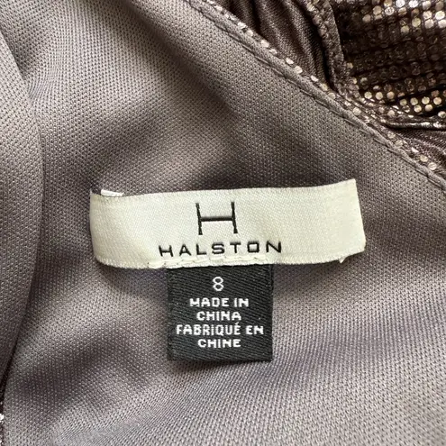H by Halston Halston Metallic Fit & Flare Midi Dress Women's 8 Gunmetal Silver Cocktail Party