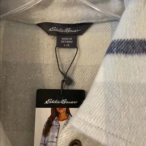 Eddie Bauer  Blue and Cream Checkered Shirt/Jacket have two front pockets