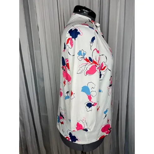 knit top kitten bow tropical flowers 1970s pink blue Purple Size XL