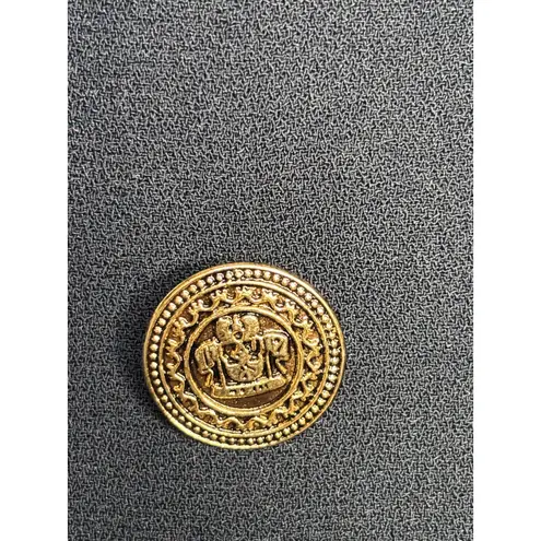 Vintage Eva Polini Nautical Navy Blazer Gold Buttons Anchor Crest Size 14 Preppy Blue