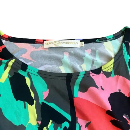 Tracy Negoshian Colorful Stretch Dress Bold Floral Print Pocket Size Small Women