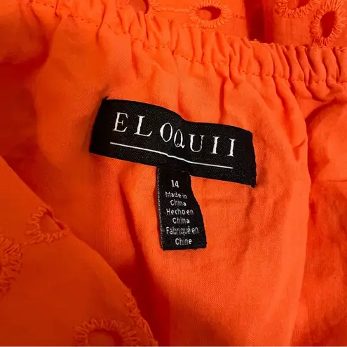 Eloquii Eyelet Tie Front Maxi Dress Sz 14 Orange