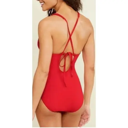 ANDIE Cherry Red CrissCross Back Lt Bali One Piece Bathing Suit | Medium Tall