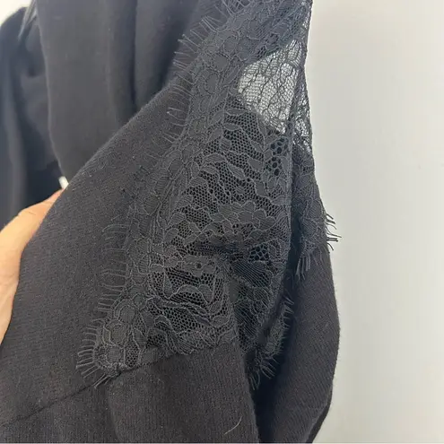 H by Halston NWT Lace Panel Black Cowl Neck Sweater Size Medium