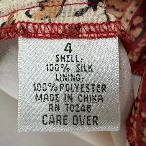 Laura Ashley Silk Midi Skirt Womens 4 Rust Red Ethnic Artsy Y2K Boho Hippie