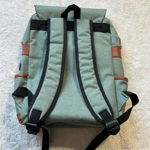 Mancio Green Laptop Backpack USB Charging Port Slim Backpack Travelling Bag