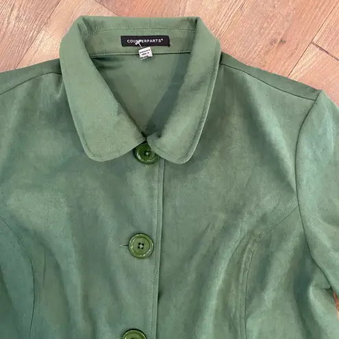 Counterparts Womens Green Blazer Size 18 Faux Suede Stretch