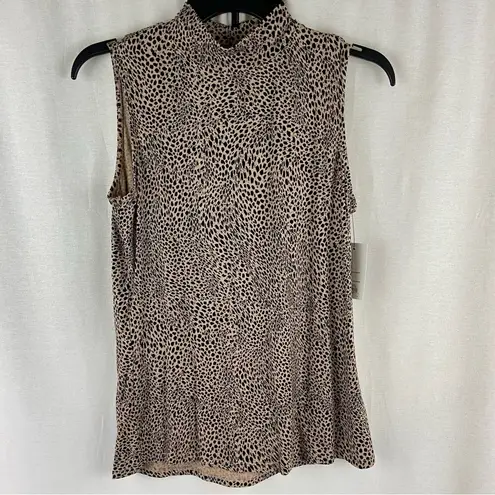 Apt. 9 Cheetah Leopard Animal Print Mock Neck Sleeveless Top Mobwife Layer Medium 