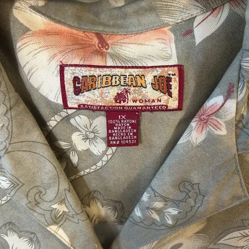 Caribbean Joe Vintage Women’s Size 1x Hawaiian Button Down Blouse
