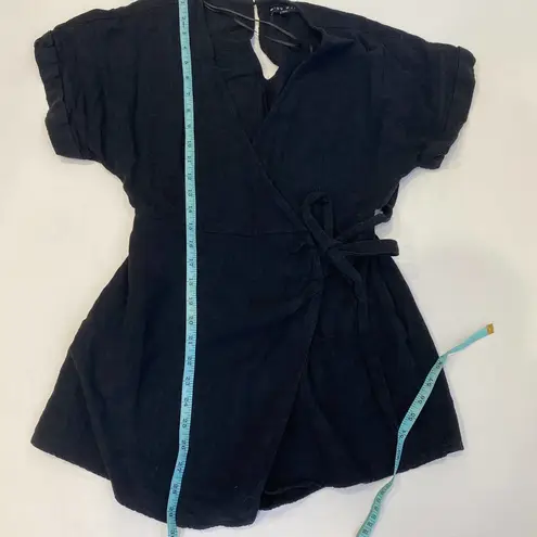 Miou Muse Shorts Romper Black Wrap V