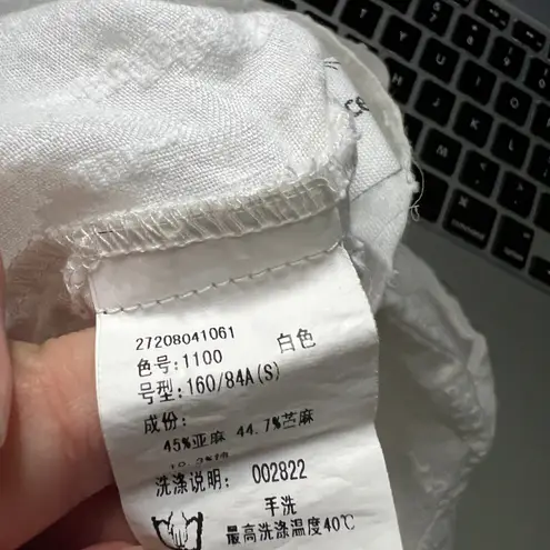 Cloth Scenery Swiss Dot White Linen Top Womens Small Boho Coastal Beach Nautical