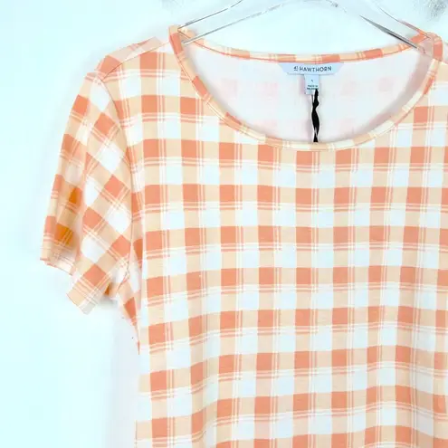 Stitch Fix NWT 41 Hawthorn Brigitte Knit Dress Peach Gingham Size Large L NEW