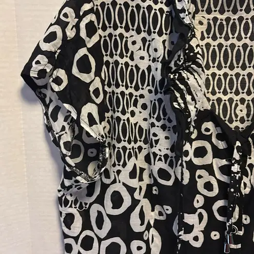 SAO PAULO BRAND BLACK AND WHITE COTTON BUTTON DOWN BLOUSE CAP SLEEVES 8 BUTTONS Size undefined - Image 5