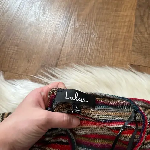 Lulus LULU’S Only Love Red Multi Striped Wrap Sweater Top - Image 7