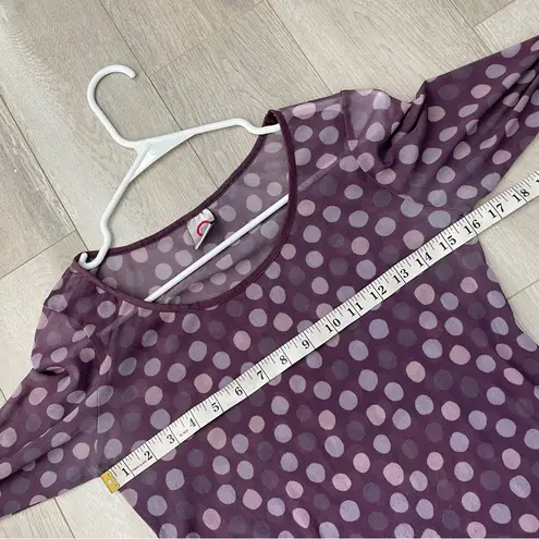 Johnny Was Top polka dot floral mesh sheer womens Purple (small) retro y2k layer