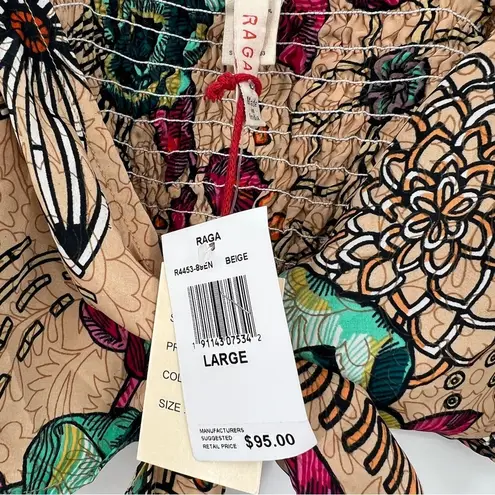 Raga Women's Sapana Bralette Printed Tie Front Top Size Large NWT