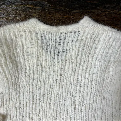 Line The Label White Baby Alpaca & Wool Blend V Neck Cropped Sweater Size XS