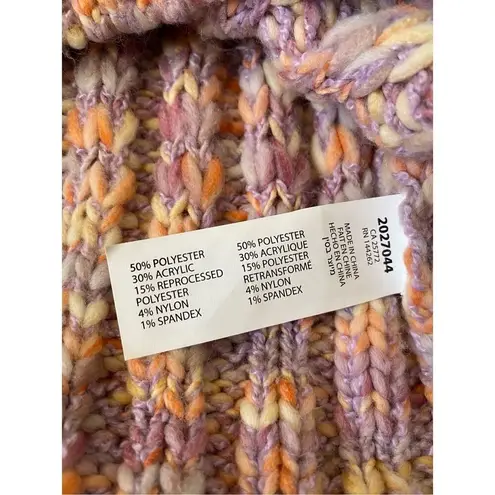 Black Tape Rainbow Spacedyed Sweater Chunky Knit Turtleneck Sweater Winter Sz Xs Purple