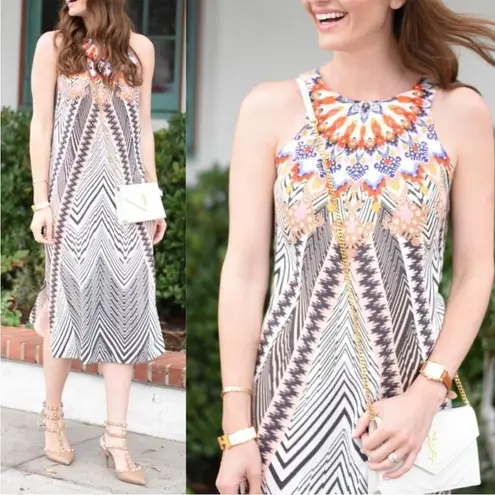 HD in Paris Anthropologie Solstice Printed 100% Silk Sleeveless Midi Shift Dress