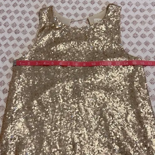 Lost + Wander Sequin Sleeveless Shift Mini Cocktail Dress Size XS Champagne Gold