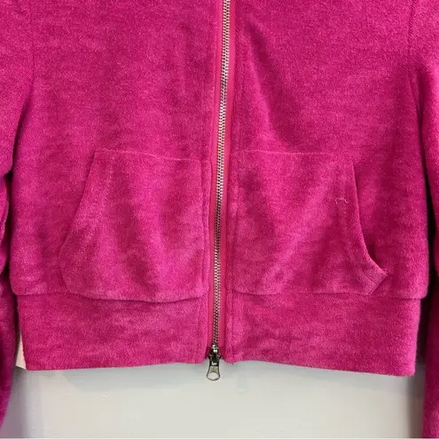 NWT Pretty Garbage Pink Cropped Terrycloth Zip Up Sweatshirt/Jacket Size Small