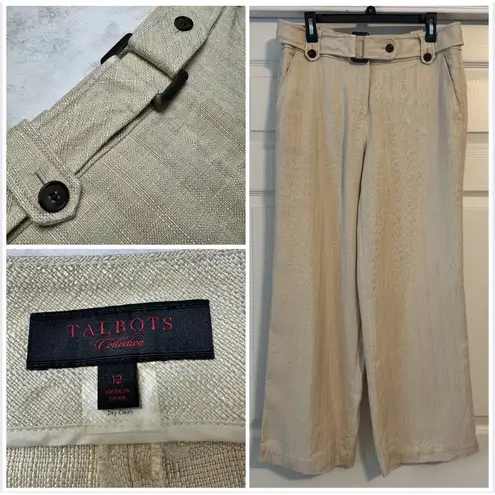 Talbots  Collection Beige Wide Leg Pants Size 12 Resort Vacation Chic