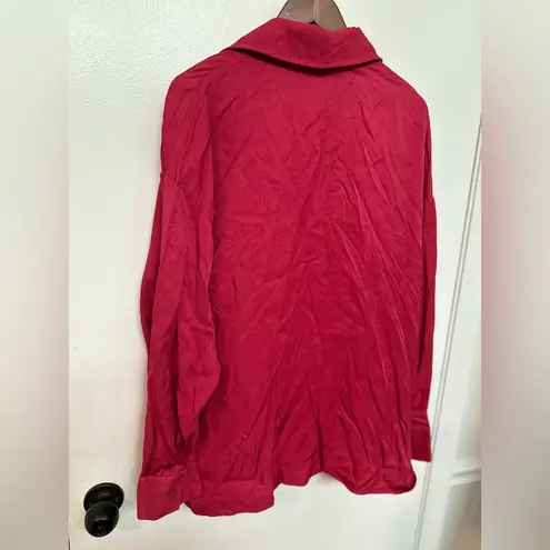 Stateside Anthropologie Button Down Red Blouse Size L Viscose NWOT