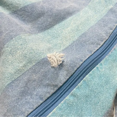 Vintage Denim Duffel Bag Gym Tote Distressed Acid Wash Stripes 80s 90s Large Blue