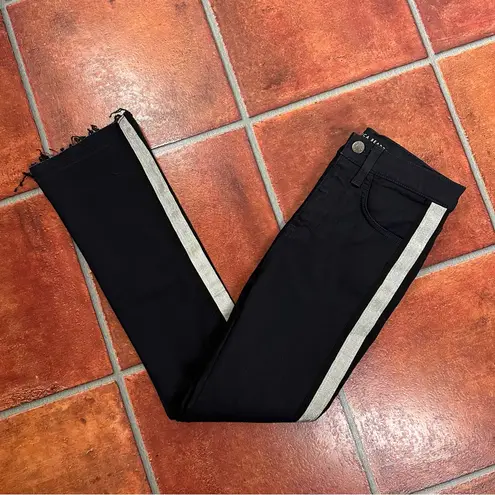 Veronica Beard Black Denim Jeans w/ Tuxedo Stripe