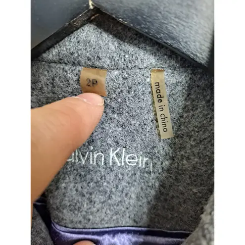 Calvin Klein  Wool Blend Pea Coat Double Breasted Gray Jacket Size‎ 2P - Image 2