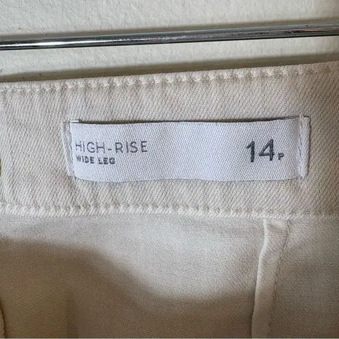 J. Jill High‑Rise Angled‑Pocket Wide‑Leg Jeans in Ivory Size 14P White