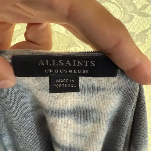 All Saints velvet velour tie dye long sleeve thong bodysuit dark navy small euc