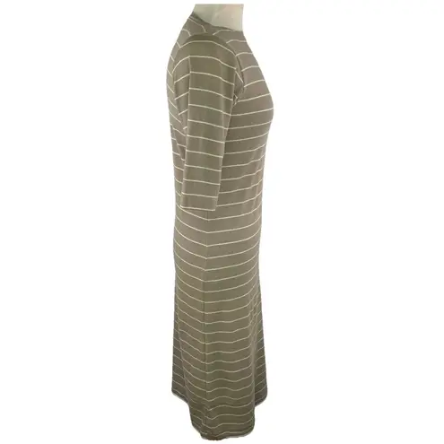Vtg LL Bean Dress S Beige White Stripe T