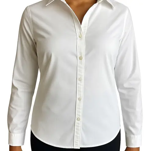 Chelsea & Theodore White Long Sleeve Button Down Shirt Career Office Work Casual